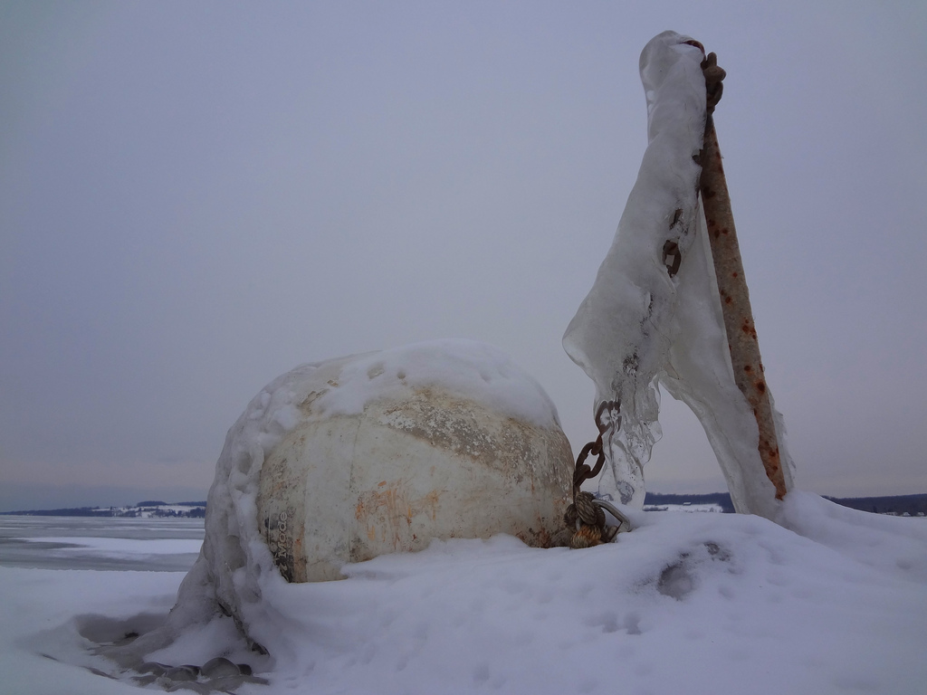 frozen boat during the winter