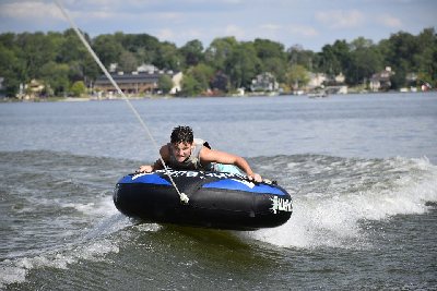 water tubing in the summer